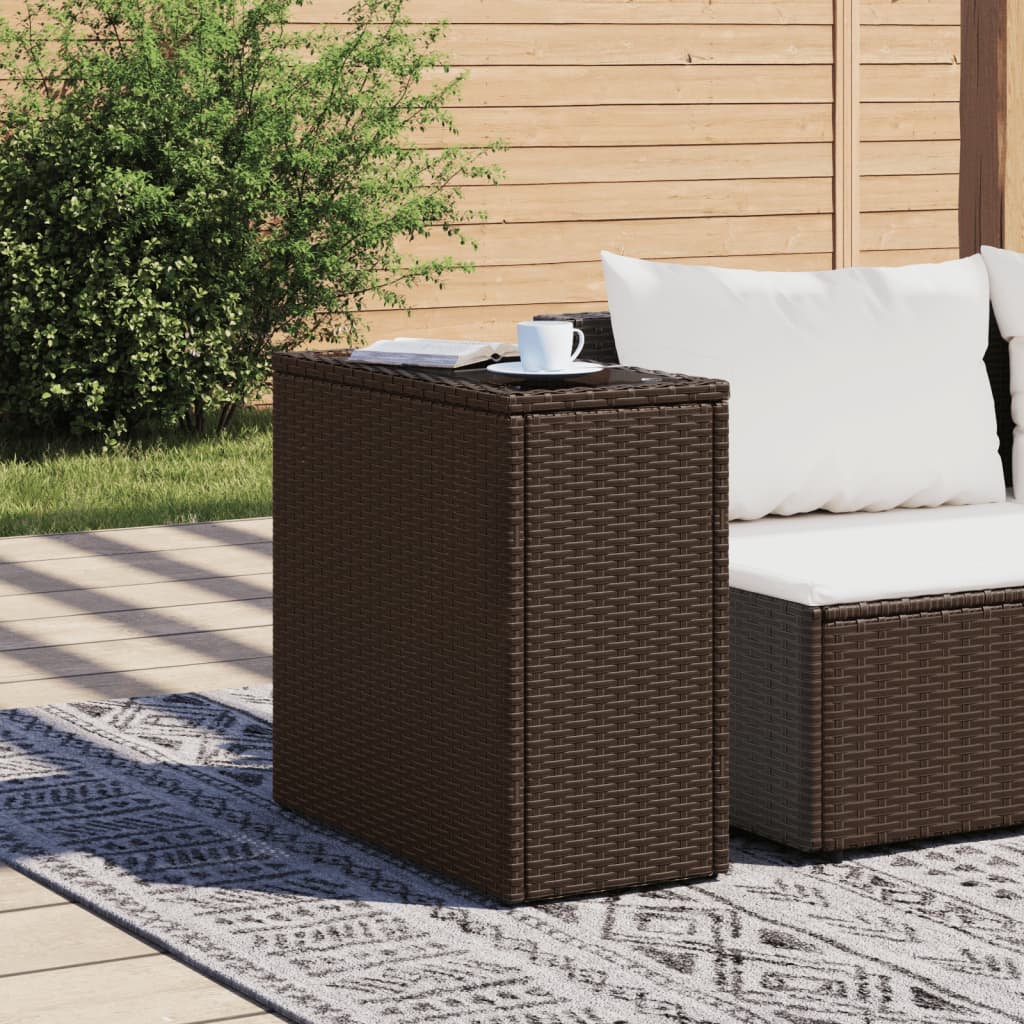 Vidaxl Garden Table with Glass Top, Brown, 58X27.5X55 Cm
