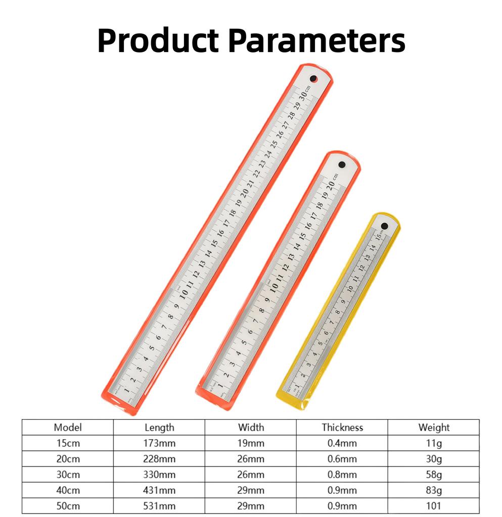 Double Sided 15-50cm/6-20in Thicken Stainless Steel Ruler Suitable for Crafting Drafting Architectural Projects and Woodworking