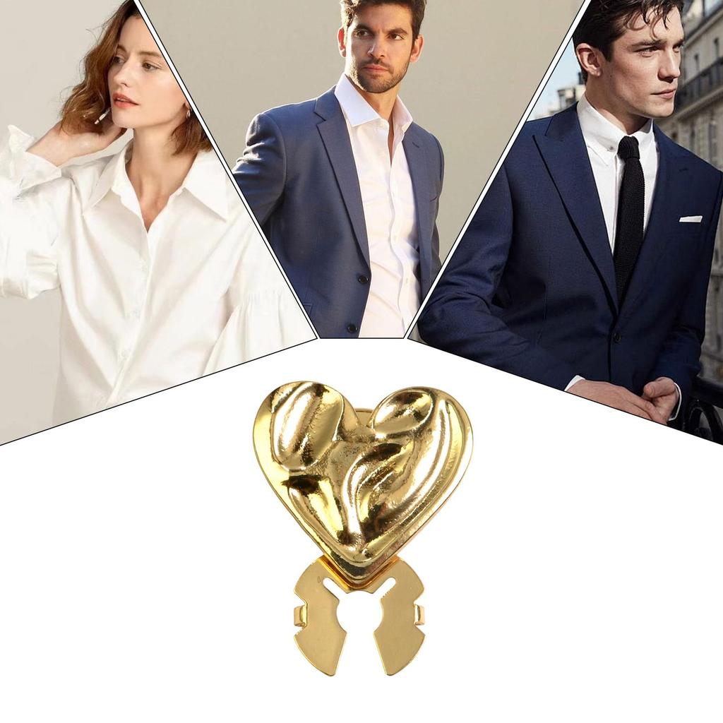 2pcs Alloy Button Covers Heart Shaped Decorative Brooch Cufflink Button Flap For Sewing Shirt Making Party Daily Wear