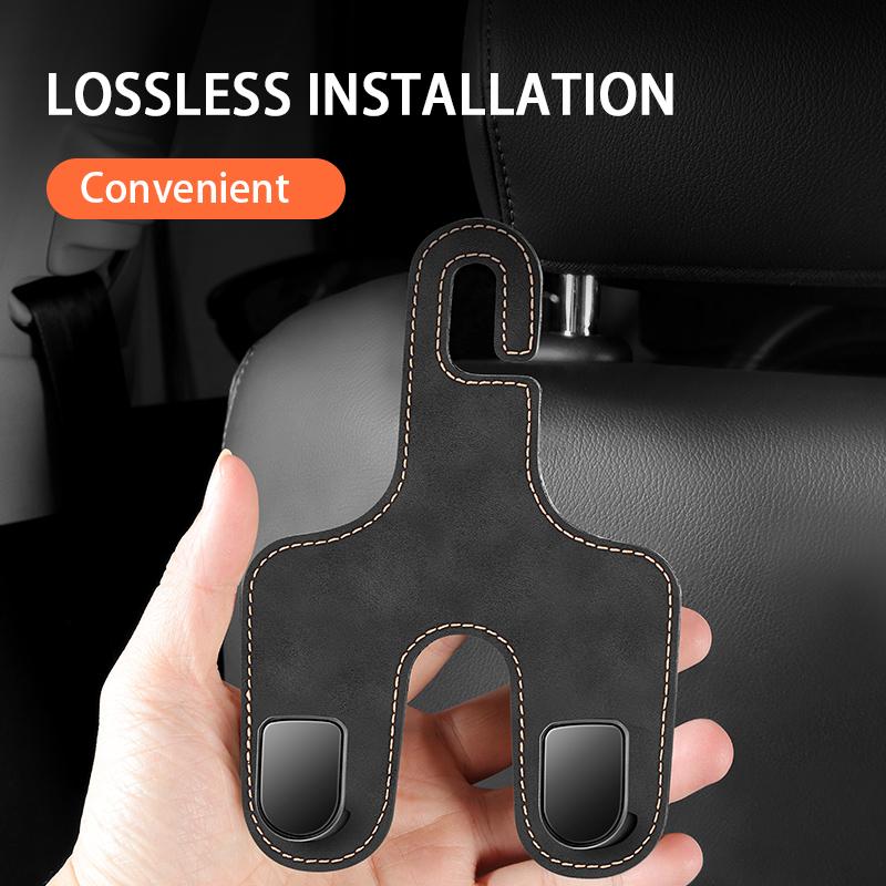 SEAMETAL Car Seat Headrest Hook PU Leather Phone Holder Auto Seat Back Mount Organizer Car Interior Hanger
