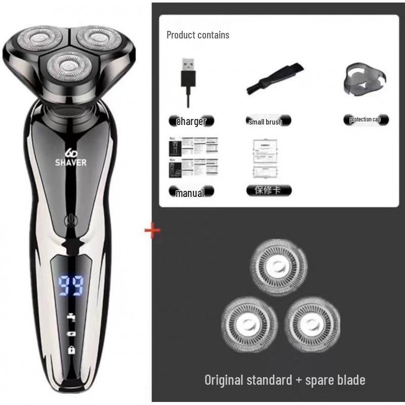 German Electric Shaver: 6-in-1 Multifunctional, Floating Triple Head, Waterproof Men's Beard Razor