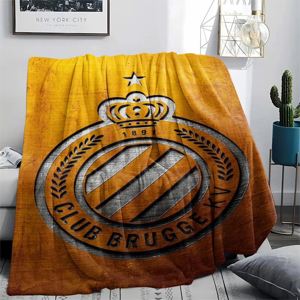 1Pc Club Brugge K V Print Flannel Blanket, High quality Comfortable for All Seasons, Home Decor, Warmth and Comfort, Perfect for Christmas Gifts