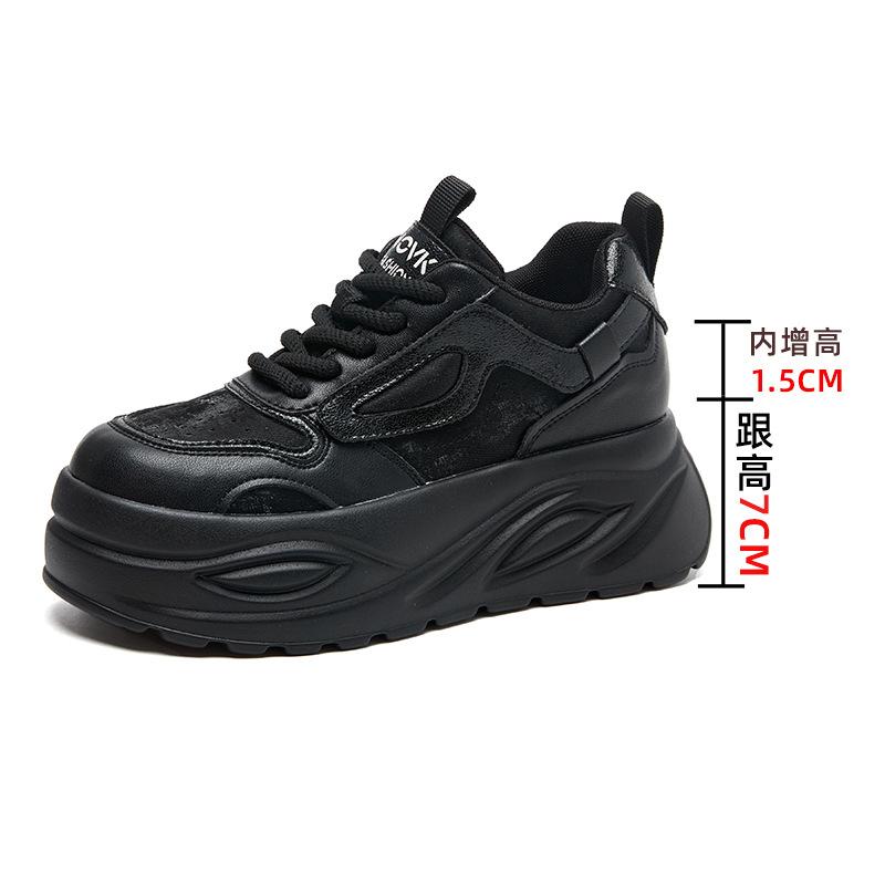 

Flat-soled single shoes 2025 autumn versatile running sports and leisure student shoes thick-soled inner height increase small white shoes women s 40