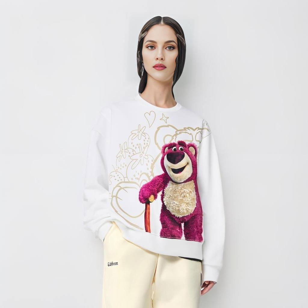 Li Ning × Disney Collaboration Pixar Strawberry Bear Series Cartoon Letter Okrągły Dekolt Wygodna, oddychająca, ciepła bluza polarowa AWDU432-5