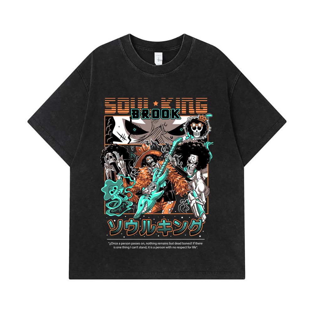 275 GSM Washed T-shirts 100% Cotton One Piece V43 Brook Print Unisex Heavy Cotton T Shirt