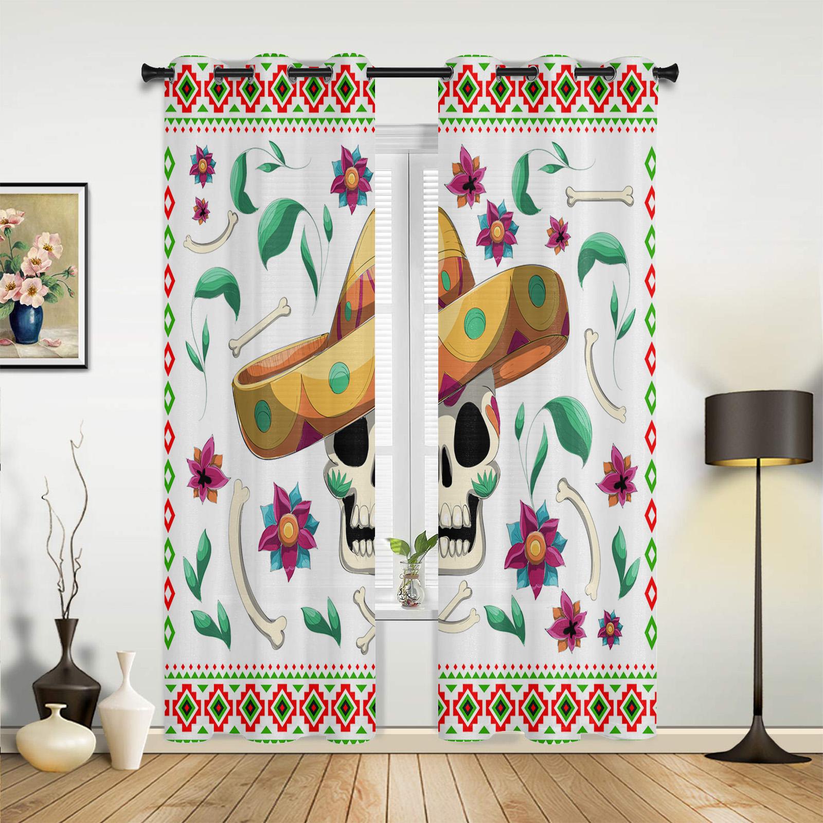 

Шторы ужасов с изображением черепа для спальни, гостиной, кухни, детской комнаты, оконные занавески, современный домашний декор 135W x 60H(cm) x1