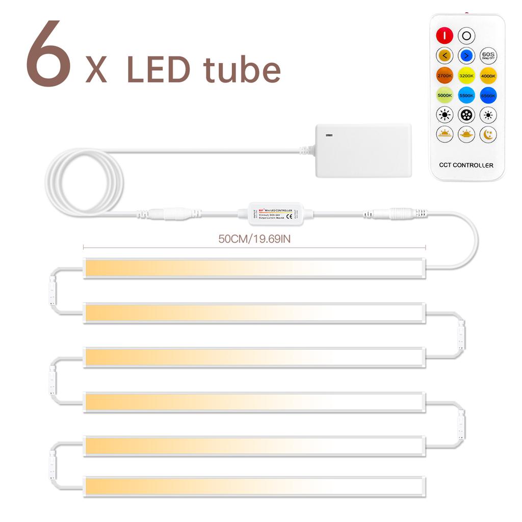 DC24V CCT Dimmable Under Cabinet LED Light Bar 48CM Linkable Aluminum 2700K-6500K Remote Control Kitchen Counter Workbench Lamp