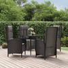Vidaxl 5-Cz. Gartenmöbel-Set mit Kissen, Schwarz, Polyrattan