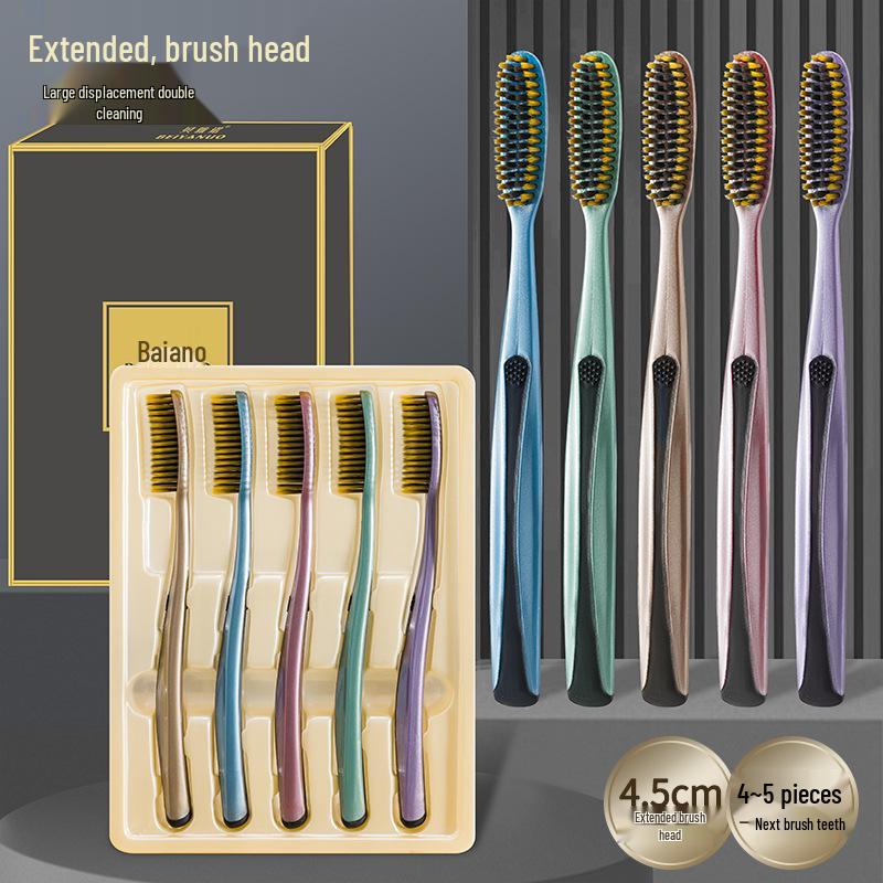Lazy Person Long Head Soft-Bristled Family Toothbrush Pack