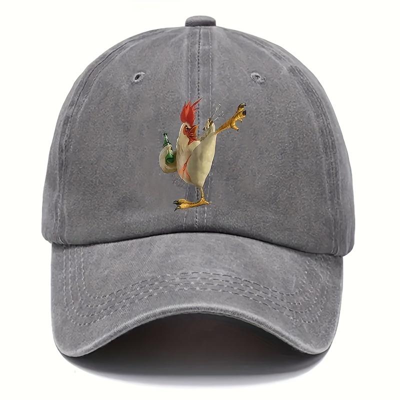 

1 Unisex Y2K Style Printed Rooster Washed Baseball Cap Outdoor Hat Suitable for Outdoor Sports Sunshade and Daily Commuting One Size