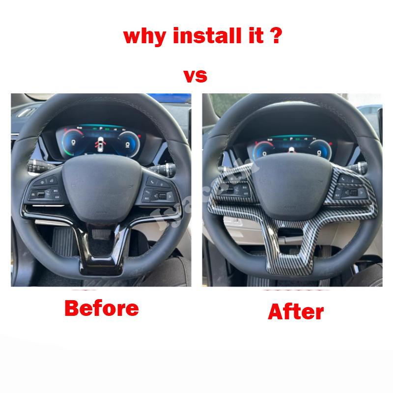 For BYD M6 2025 2026 ABS Carbon Fiber Steering Wheel Button Keys Trim Car Direction control Interior cover Sticker Accessories