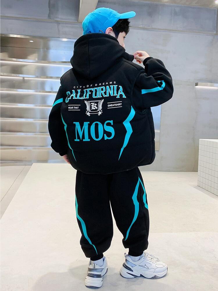 Duży dziecięcy swobodny kamizelka trzyczęściowy garnitur dla chłopców jesień i zima plus aksamitny gruby garnitur modny