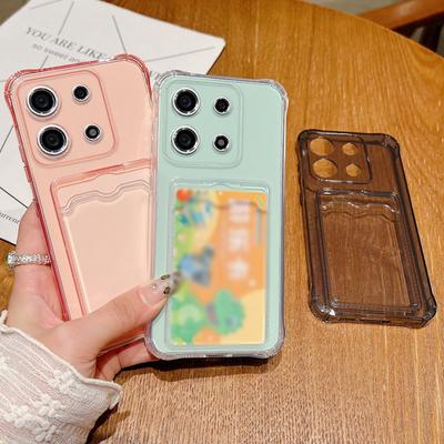 Weiche, transparente Telefonhülle aus Silikon mit Kartensteckplatz für Xiaomi 14 13t Poco X6 F6 X5 Pro Remdi Note 14 13 12 11 10 Pro Stoßfester Linsenschutz Slim Cover
