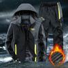 Men's Waterproof Winter Jacket Suit Plus Velvet Thickened Two-piece Sportswear Suit Men's Mountaineering Clothing