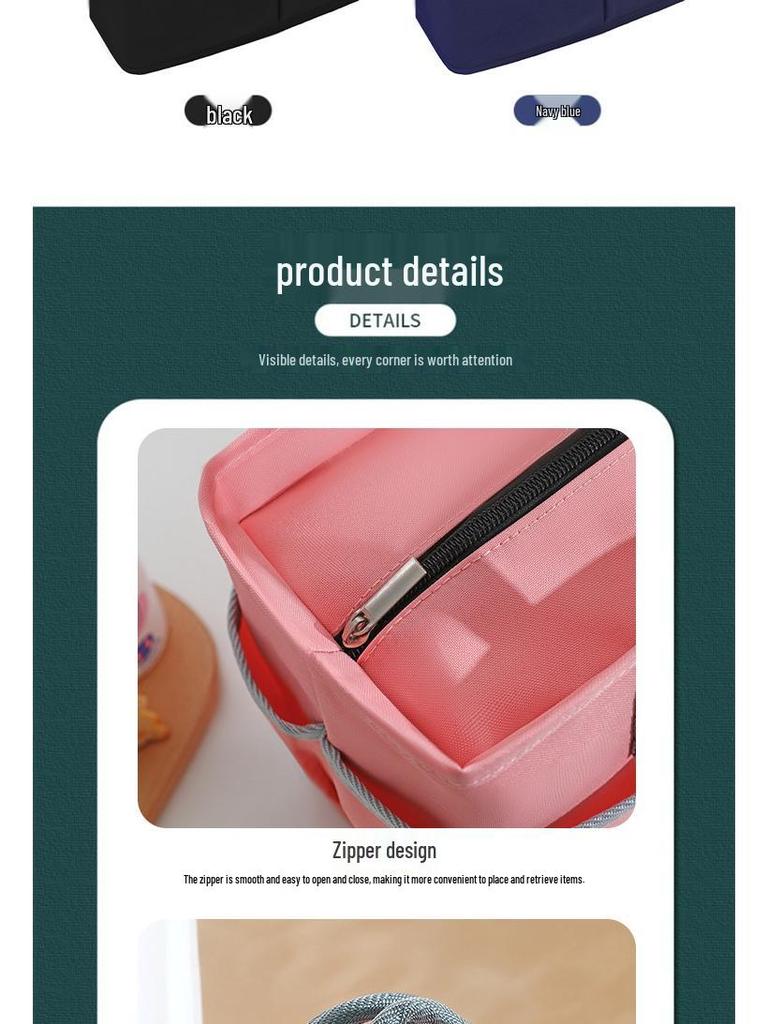 Koreanischer Stil Große Kapazität Isolierte Lunchtasche – Mehrere Taschen und Tragbar für die Arbeit oder den Außenbereich