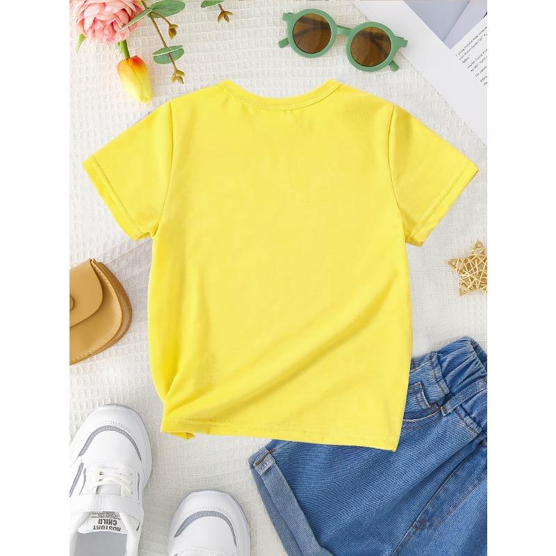 Girl Sunflower Daisy Print Creative Casual Crew Neck T-Shirt Tween Girl Clothes
