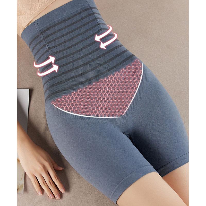 Striped High Waisted Abdominal Contraction Hip Lifting Pants Waistband Shaping Underwear Women's Safety Short Pants