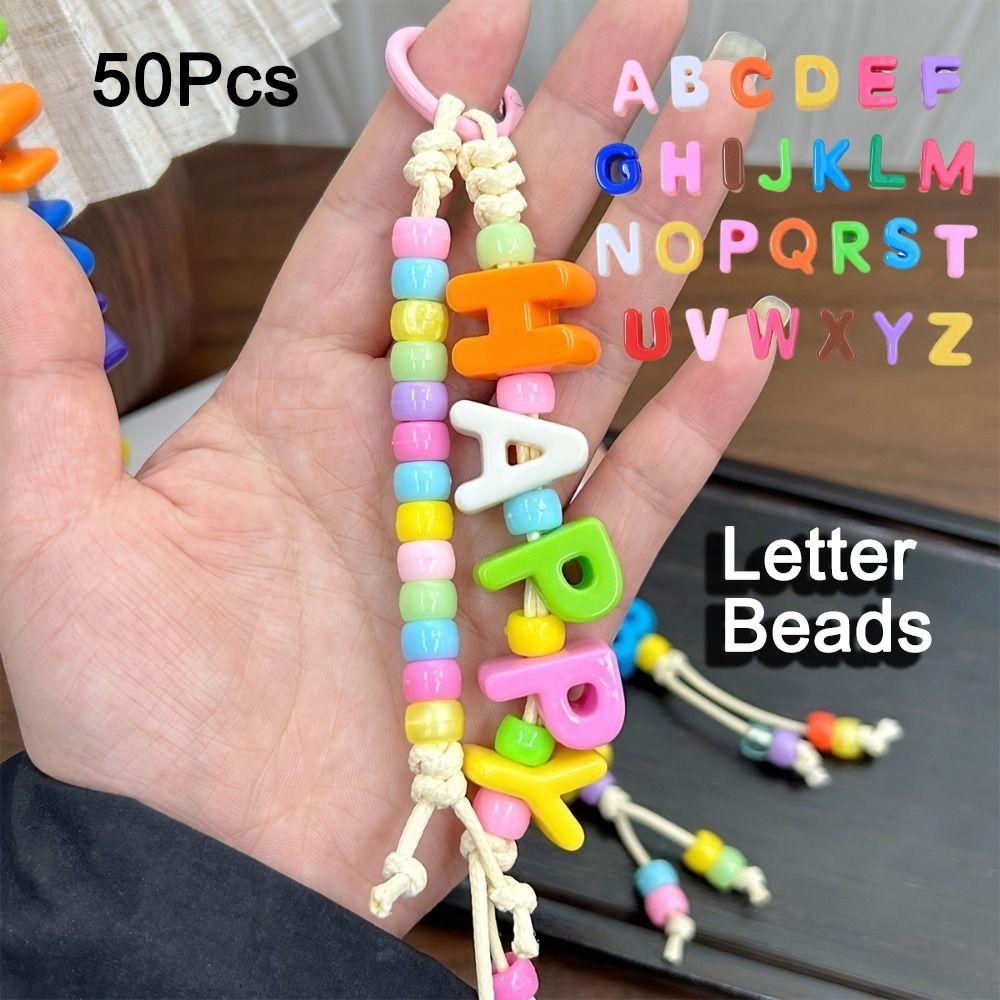 50Pcs DIY Acrylic Pendant Y2K Jewelry Making Charm Round Letter Pendant  Jewelry Accessories