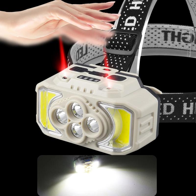 Kraftig LED hodelykt lommelykt USB oppladbar lommelykt hodelykt Vanntett hodelykt Camping Fiske Gruvelys Lampe Lommelykt