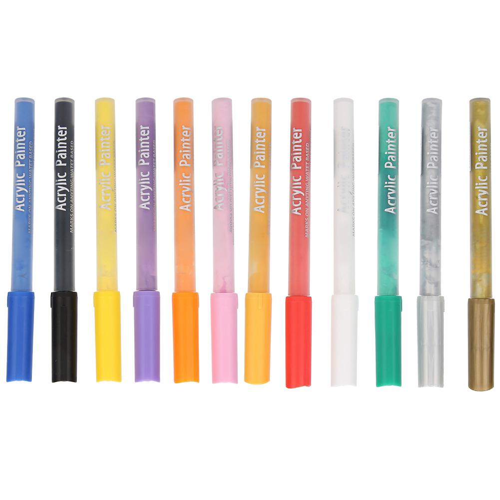Coloured Acrylic Marker Pen Kit Non Toxic Water Based Painting Drawing Tool(12 Colors )