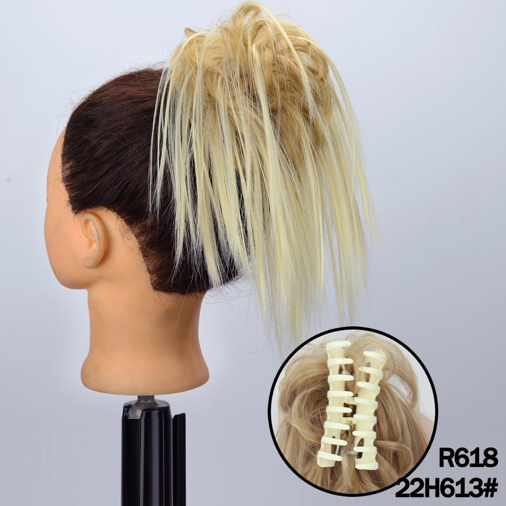 MERISIHAIR Synthetic Messy Hair Bun Claw Clip-in Hair Extensions Natural Grey Brown Claw Clip Bun Accessories For Everyday Wear