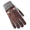 Men's Pigskin Gloves with Touch Screen Winter Outdoor Cycling  Fleece and Thickened Warm Motorcycle Gloves