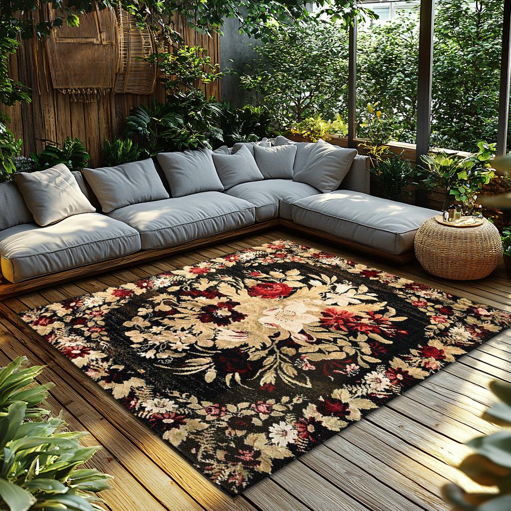 Vintage Floral Area Rug Non Slip Washable Indoor Outdoor Doormat Home Decor Farmhouse Entryway Carpet Floor Mat Living Room Deco