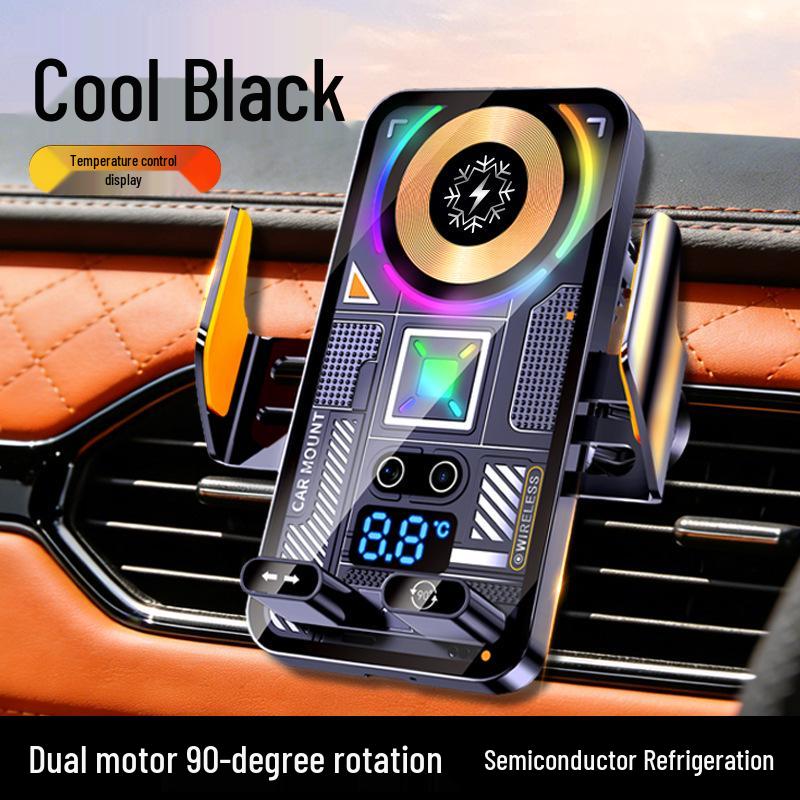 H6 kabellose Ladehalterung für das Auto mit drehbarem Bildschirm und Halbleiter-Kühlventilator