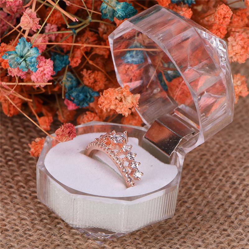 Clear Acrylic Jewelry Gift Box For Ring Holder Wedding Engagement Present