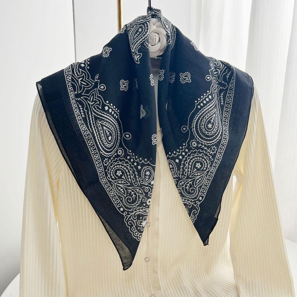Thin Cashew Nut Print Silk Scarf Breathable Square Handkerchief Retro Small Scarves Women