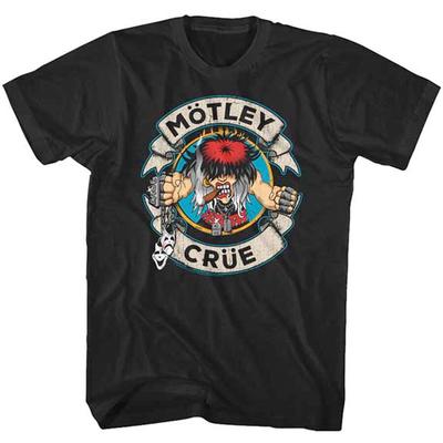 Motley Crue-Motley Crue-Çizgi Film Daire-X-Büyük Siyah Tişört