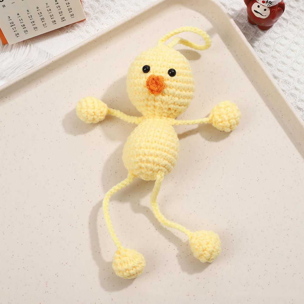 Cartoon Handmade Crochet Duck Frog Dolls Creative Knitted Design Wool Yarn Long Legs Fun Gift for Stress Relief Home Room Decor