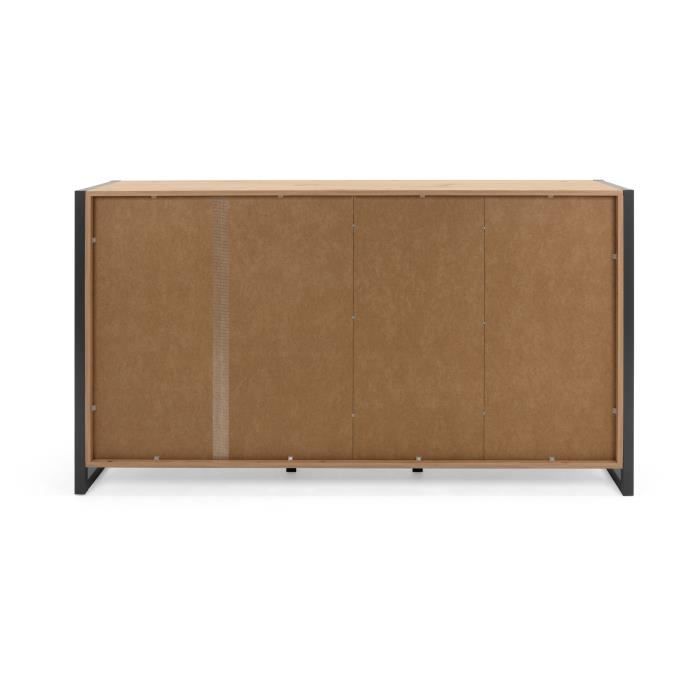 DENVER Buffet 3 portes 3 tiroirs - Décor chêne artisan / Anthracite - L 160 x P 40 x H 88 cm