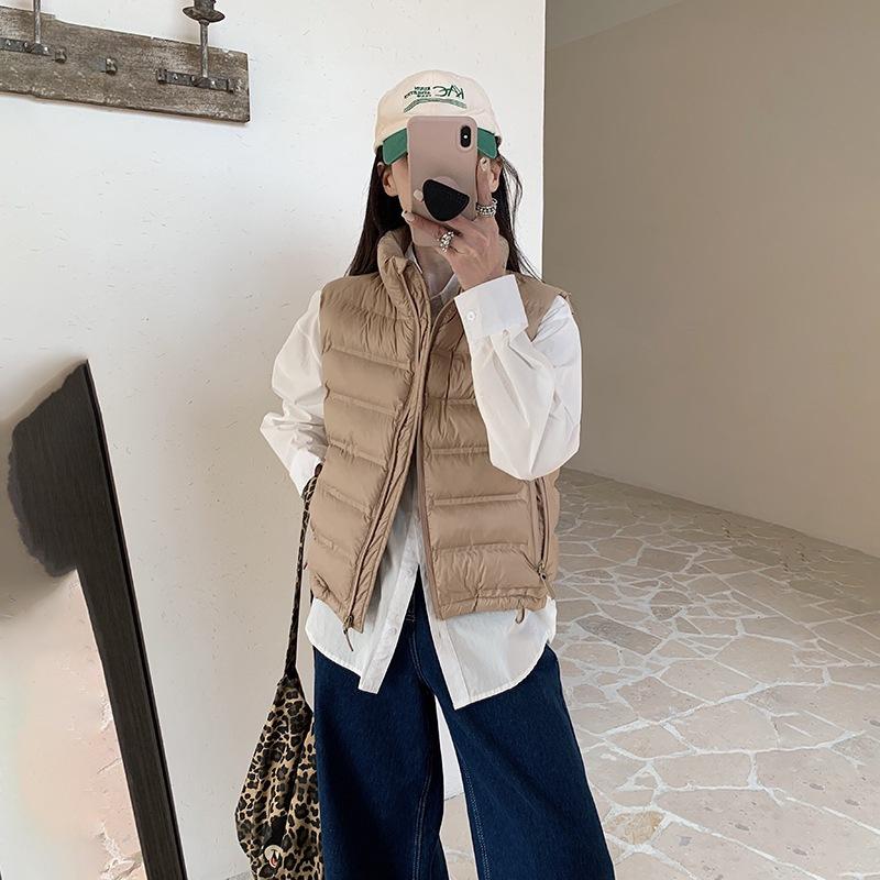 Light and thin short down cotton clothes vest women's Korean version new versatile stand-up collar vest thermal cotton vest jacket