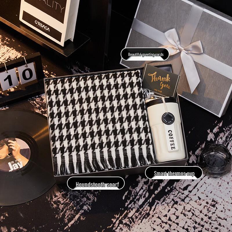 Valentine s Day Gift Set: Houndstooth Scarf & Thermos 20
