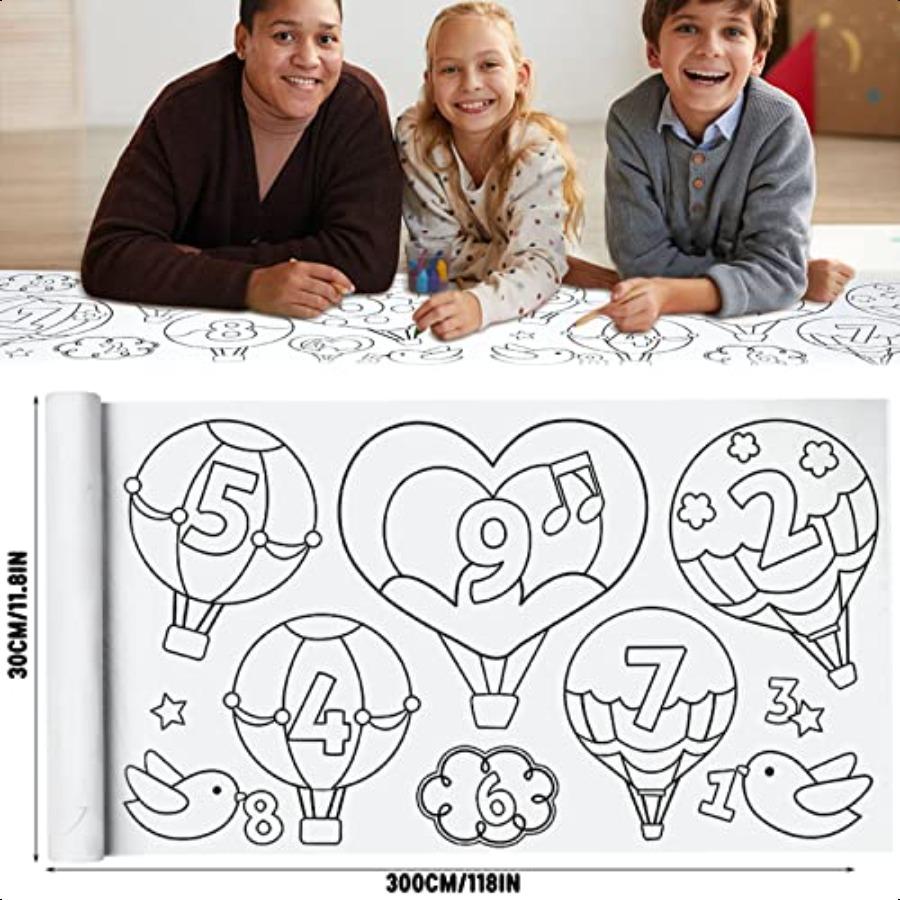 's Drawing Roll Coloring Paper Roll for Gift 120 11.8 Inches DIY Painting Drawing Paper Roll Sticky Drawing Paper Roll Early Ed