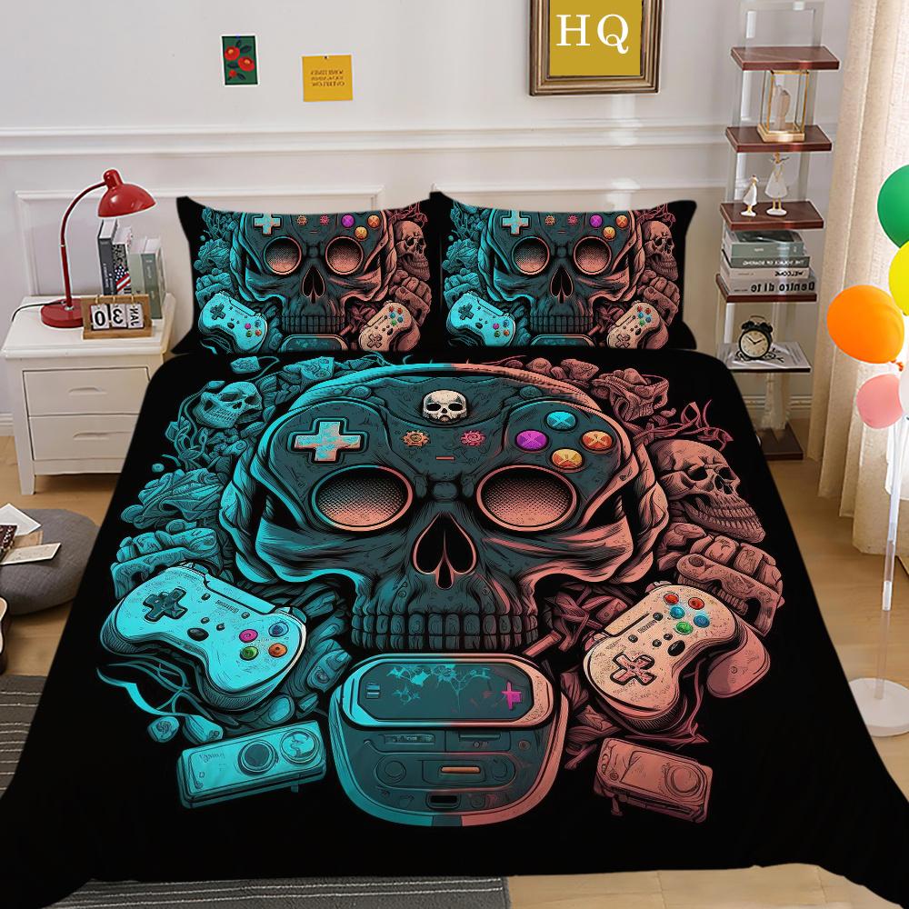 

Комплект постельного белья с принтом для игровой консоли, постельное белье размера «king-size», одежда для подростков, мультяшный дизайн, высокое качество, декор для спальни EU Single 135x200cm