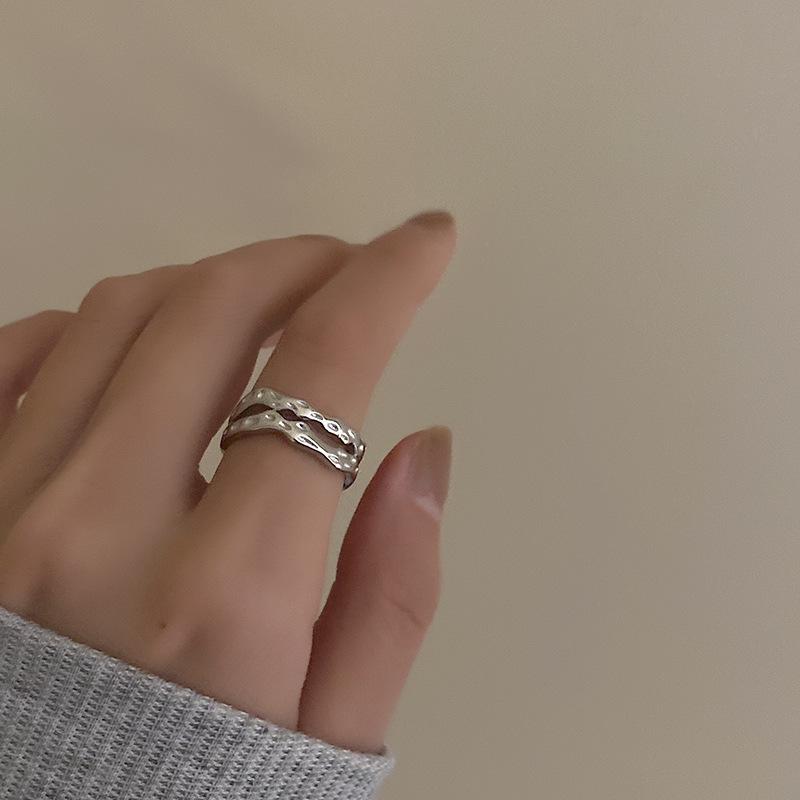 Korean Retro Geometric Heart Ring, Women's Adjustable Double-Layer Index Finger Ring