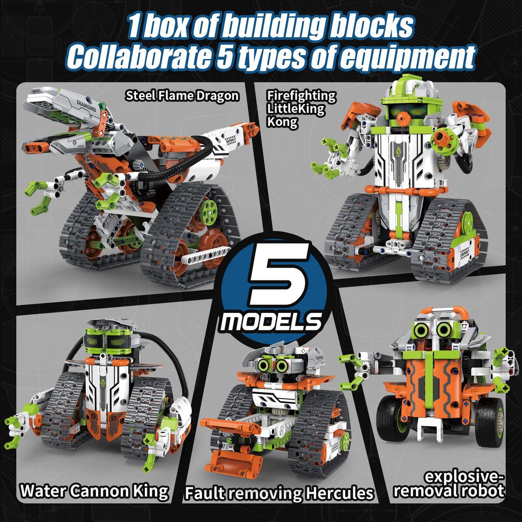 Moc 539Pcs 5 In 1 Creative Electric Rc Jedi Rescue Team Car Robot Assembly Building Blocks Dinosaur Children'S Puzzle Toy Gift