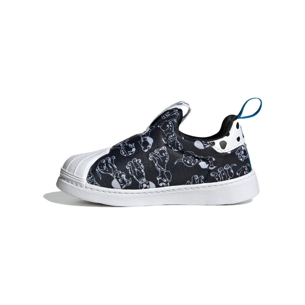 Adidas Disney x Superstar 360 I 101 Dalmatians - Детские кроссовки с принтом щенка, черные, облачно-белые ID9711