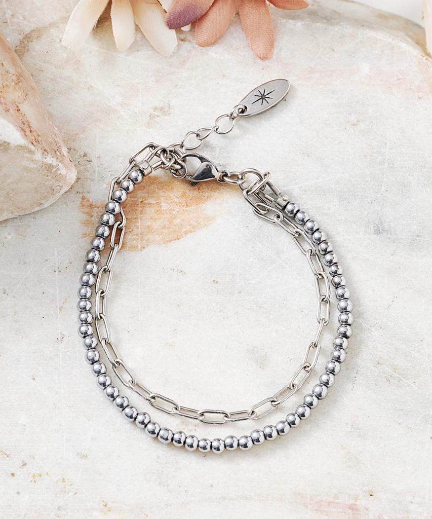 Polalita Surgical Chain Double Layer Bracelet (Plt-Br-012_Sv)