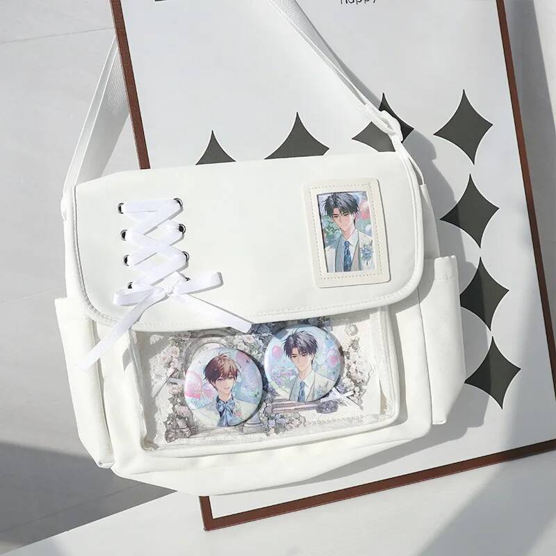 New College Style Ita Shoulder Bag Large Capacity Women Casual Crossbody Bag Cute Girls Transparent Bag Y2K DIY Display Handbags