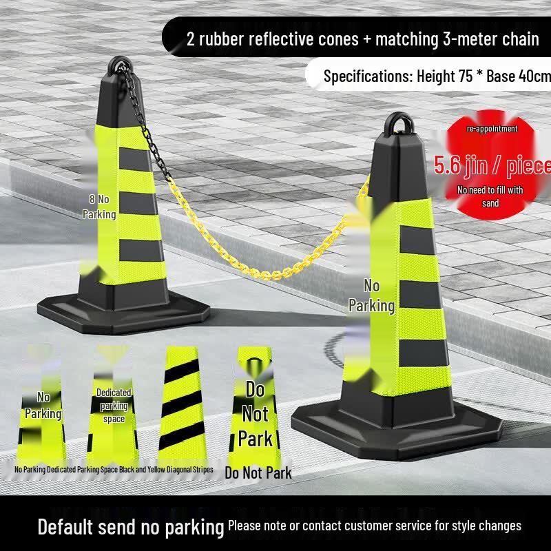 Heavy-Duty Rubber No Parking Barrier Set with Chain