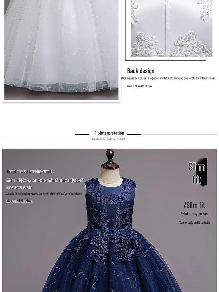 Children's Puffy Tulle Princess Wedding Dress, Ages 3-15, June 1st Girls' Performance Costume