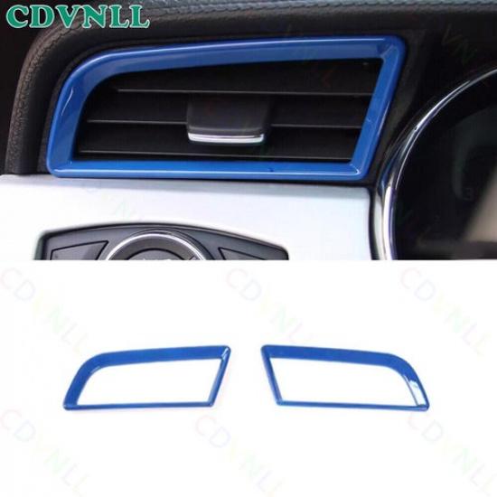 Console Side Outlet Vent Frame Cover 2PCS For Ford Mustang 2015- Bright Blue