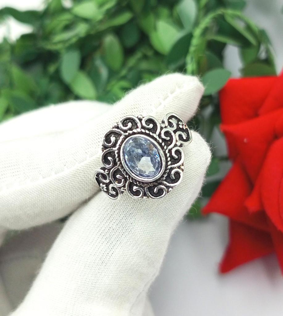 Amazing Blue Topaz Glass 925 Sterling Silver Plated 1 PC Casting Ring