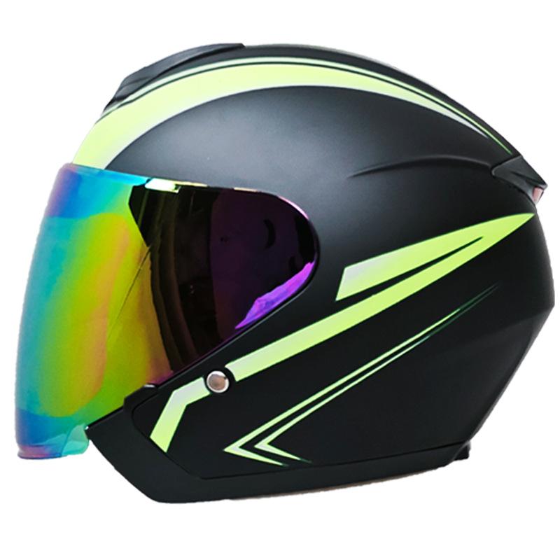 3/4 Helmet Double Lens Half Helmet Electric Car Helmet Men and Women Four Seasons Universal Riding Safety Helmet