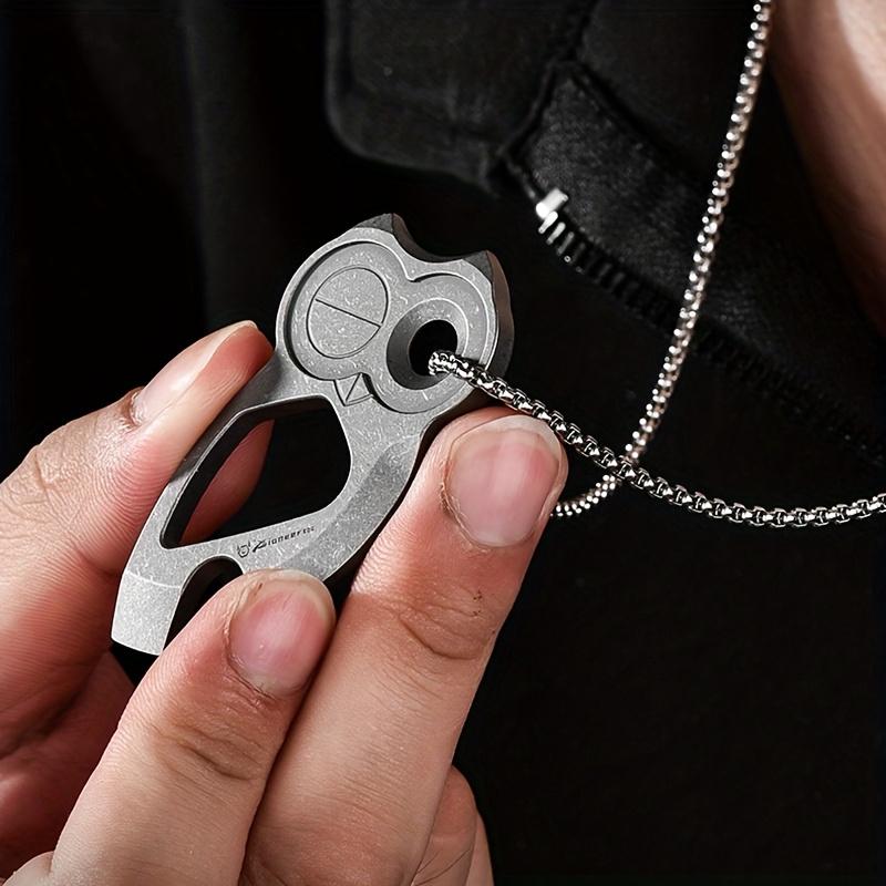Owl Shaped Titanium Bottle Opener ,EDC Multi Tool with Keychain, Durable Zinc Alloy, Ideal for Camping, Hiking, and Everyday Use