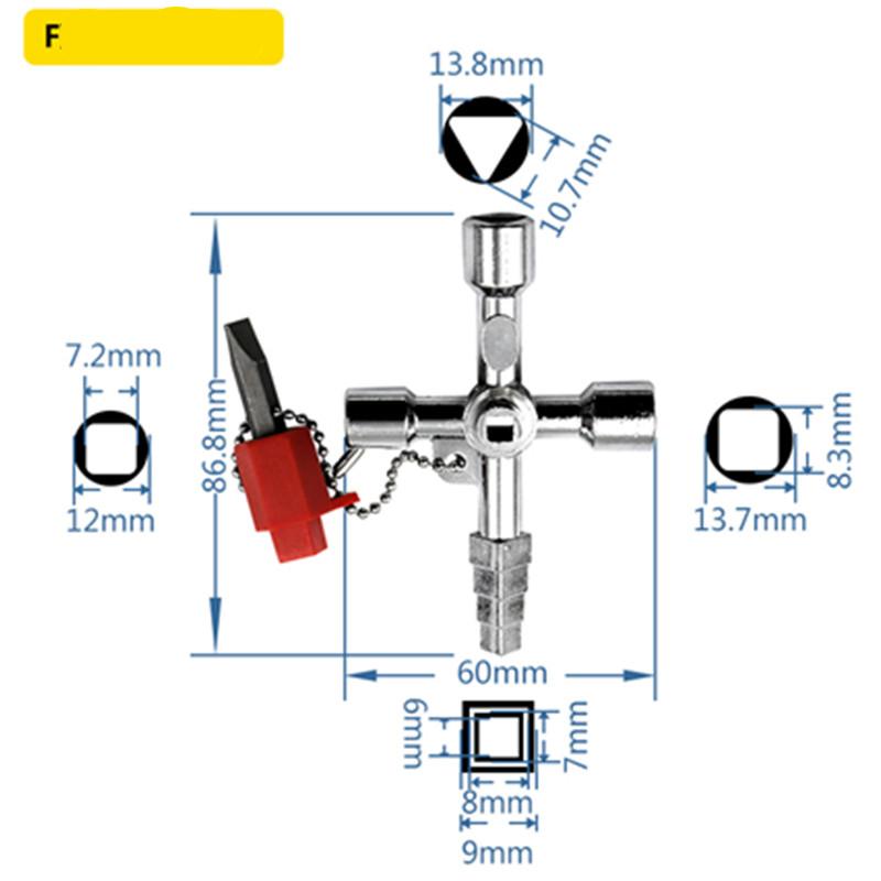 Klíč vhodný pro trojúhelníkový zámek, čtvercový zámek, profilový zámek, který se používá pro vysokorychlostní vlakové výtahy a dveře skříněk