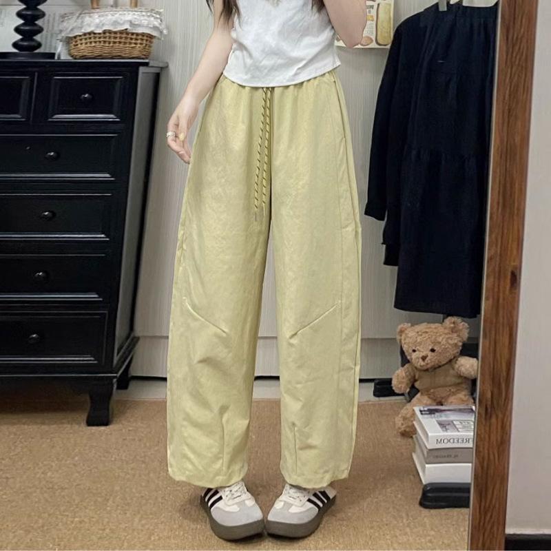 Retro version of pink lantern casual pants women's summer slim and thin high street design casual versatile pants